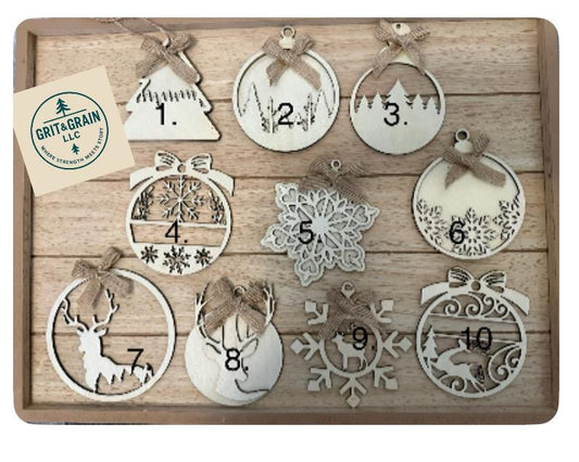 Laser Cut Wooden Christmas Ornament: Rustic Holiday Decor- Gift ready