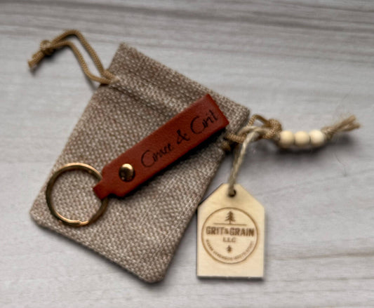 Personalized Vegan Leather Keychain: Custom Engraved Key Ring