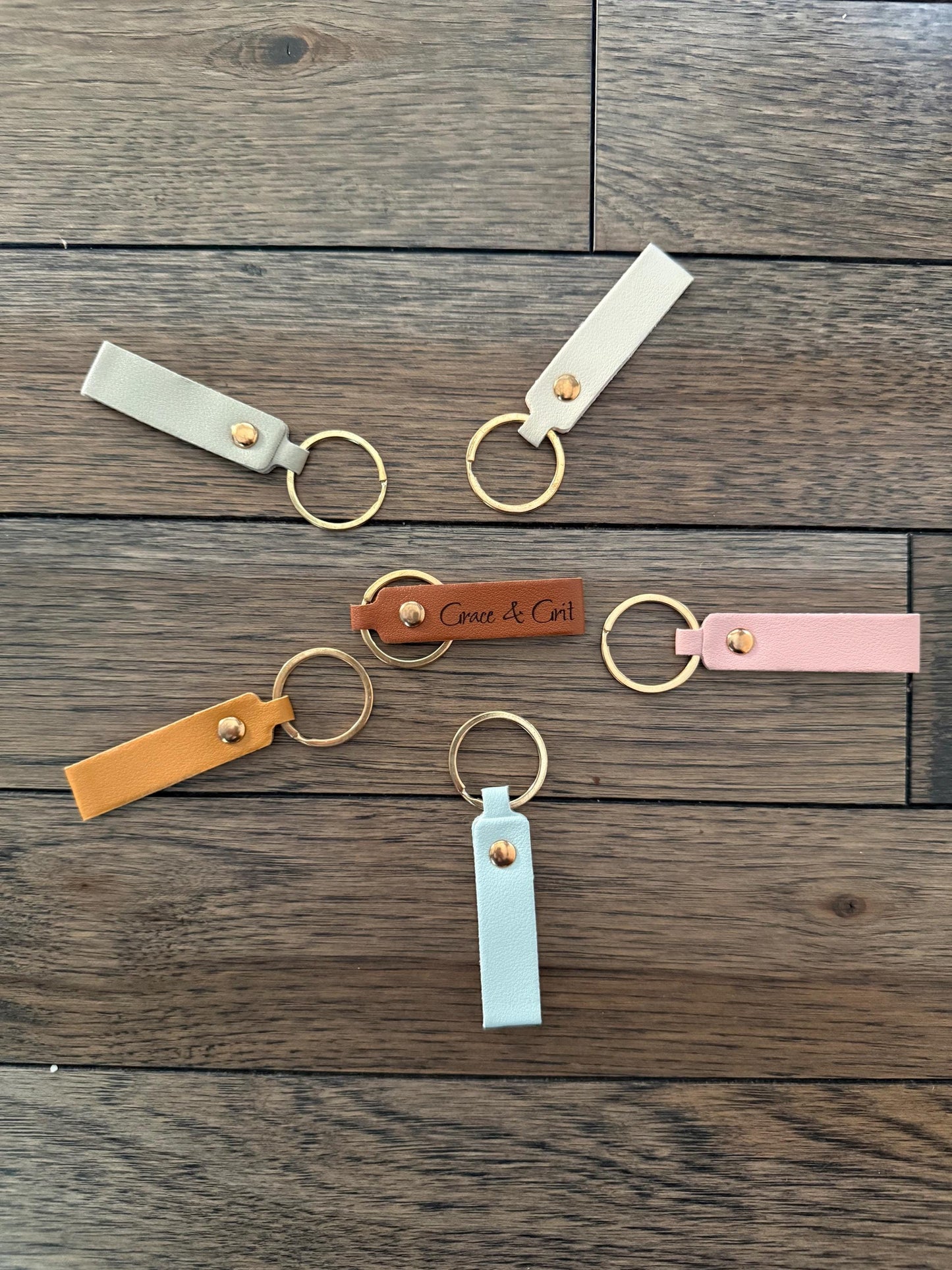 Personalized Vegan Leather Keychain: Custom Engraved Key Ring