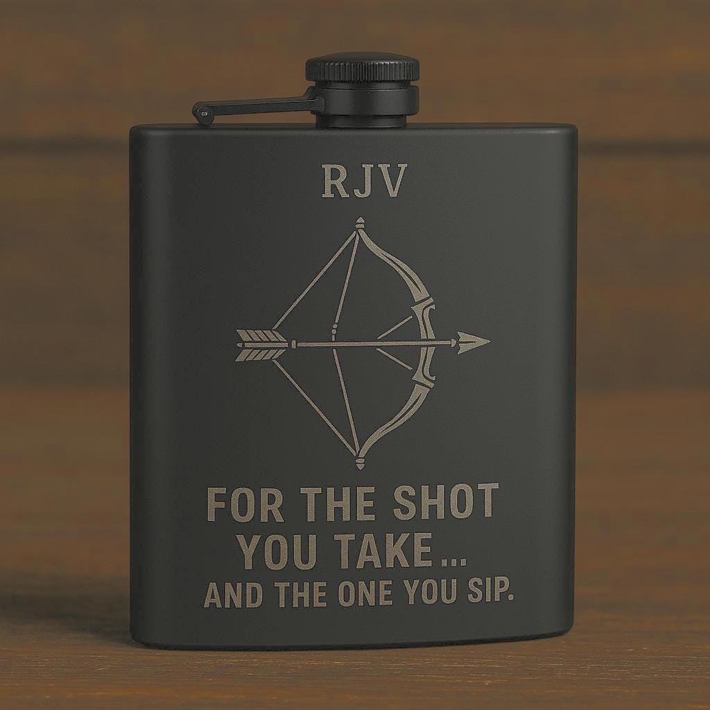 Personalized Laser-Engraved Flask from our True Draw Line