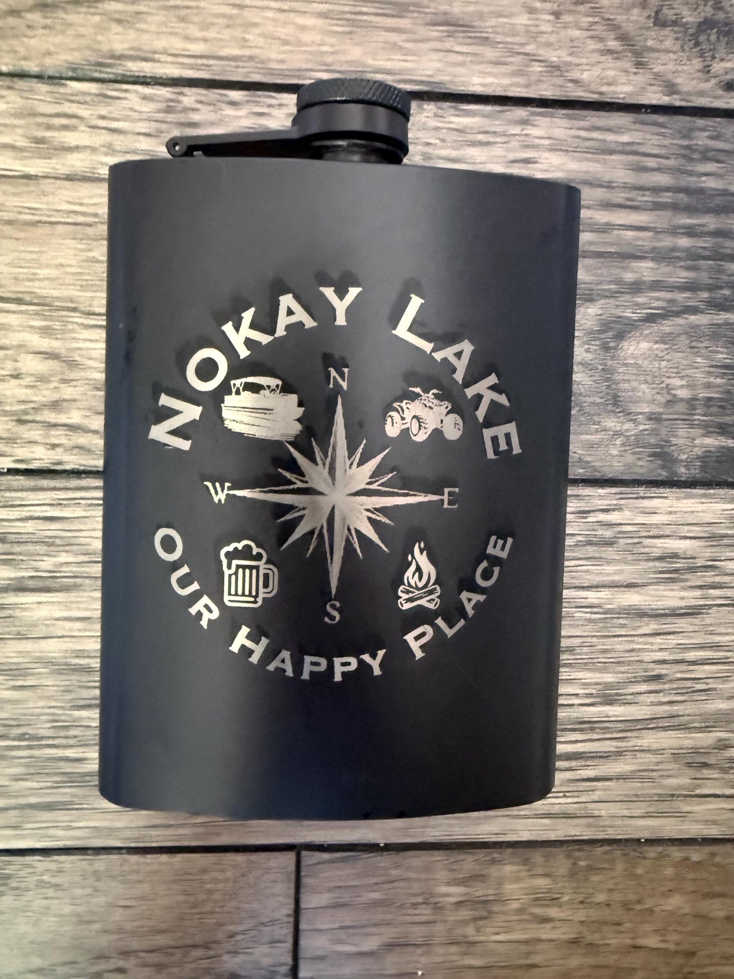 Personalized Laser-Engraved Flask from our True Draw Line