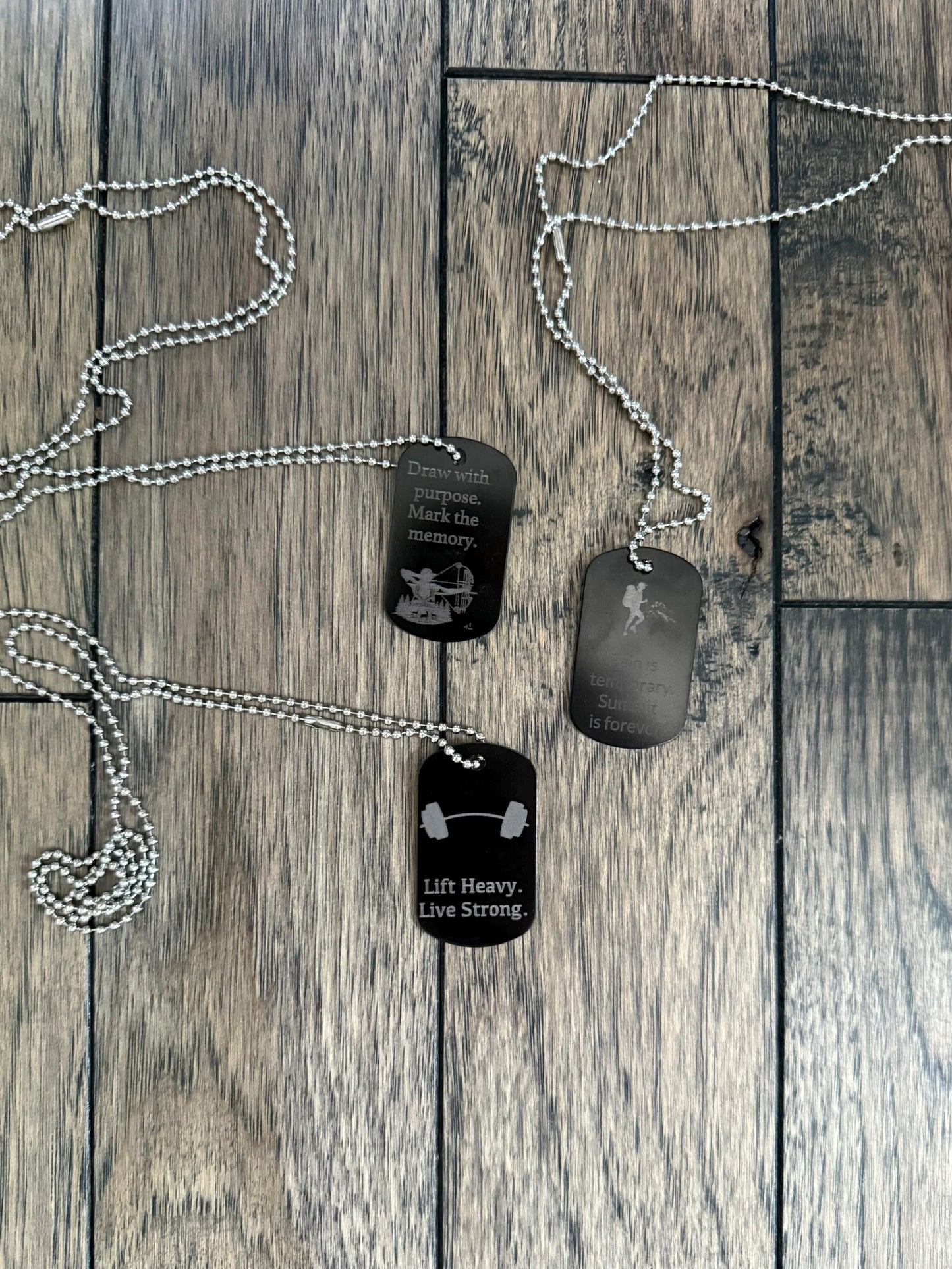 Custom Engraved Metal Dog Tag: Personalized Name, Quote, Coordinates