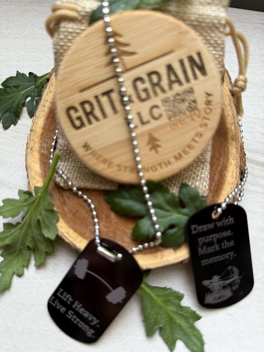 Custom Engraved Metal Dog Tag: Personalized Name, Quote, Coordinates