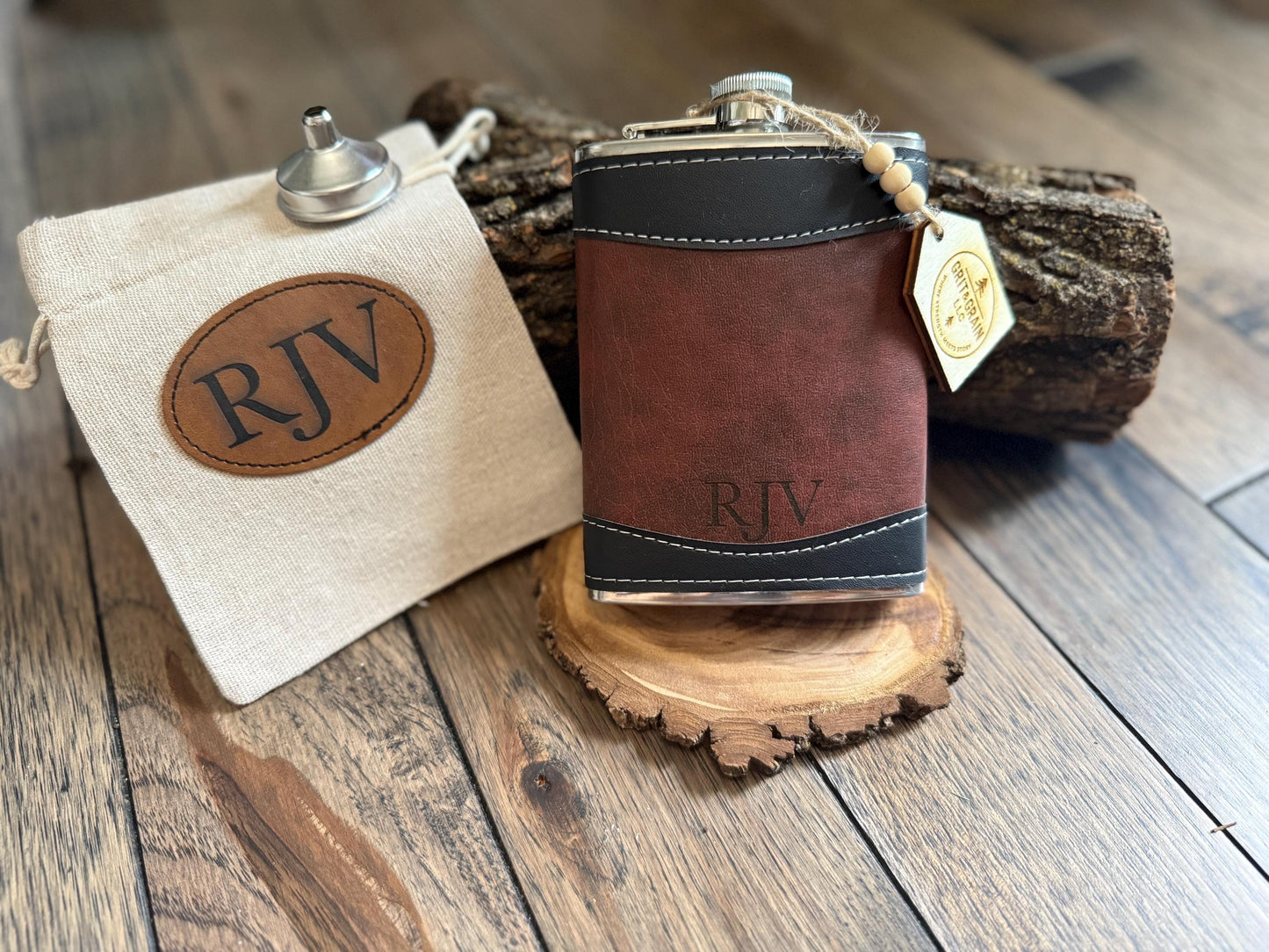 Leather Wrapped Stainless Steel Hip Flask: Personalized Groomsmen Gift