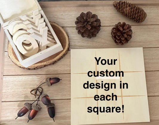 Custom Laser-Engraved Tic Tac Toe Board: Personalized Family Game