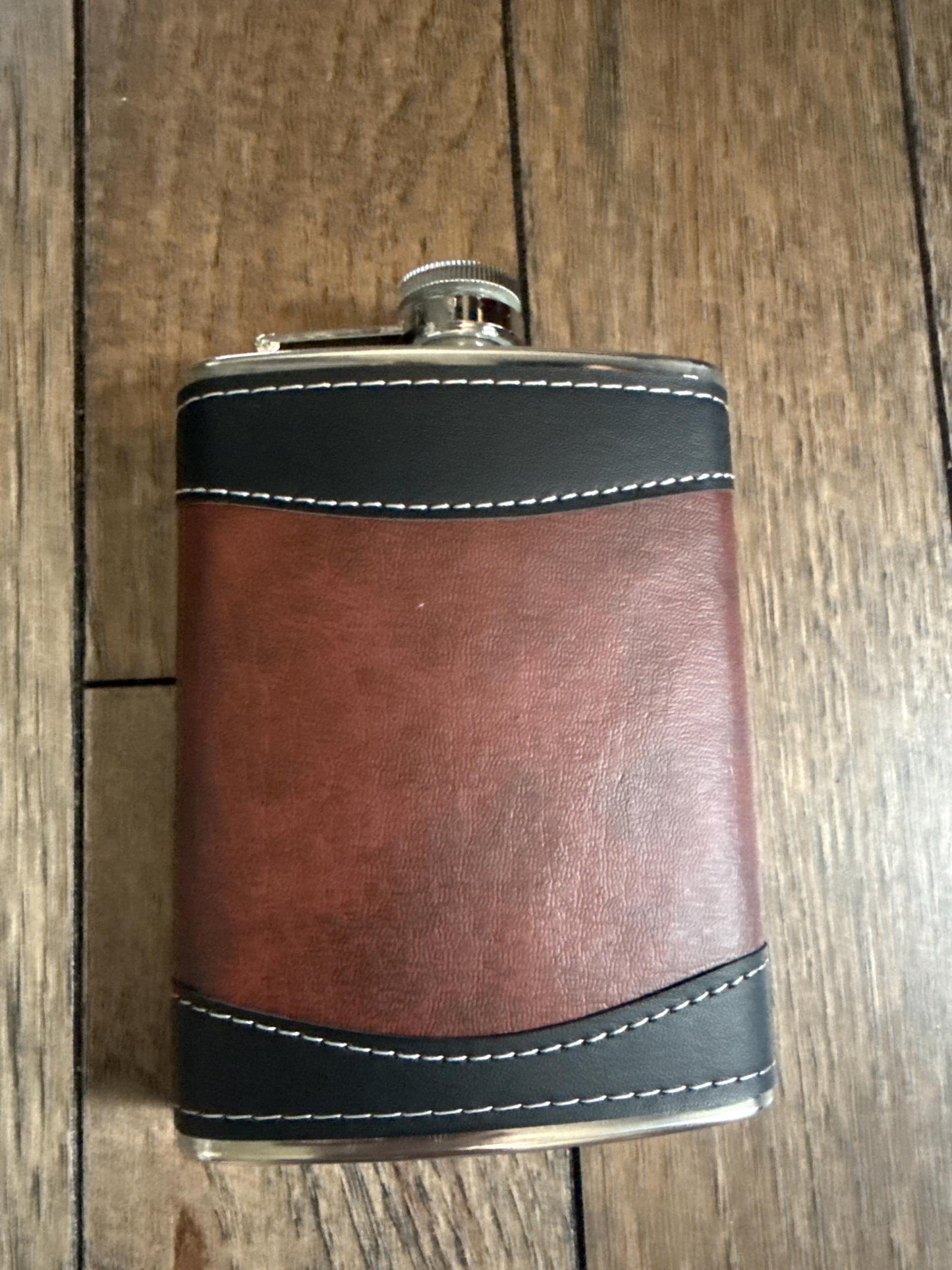 Leather Wrapped Stainless Steel Hip Flask: Personalized Groomsmen Gift