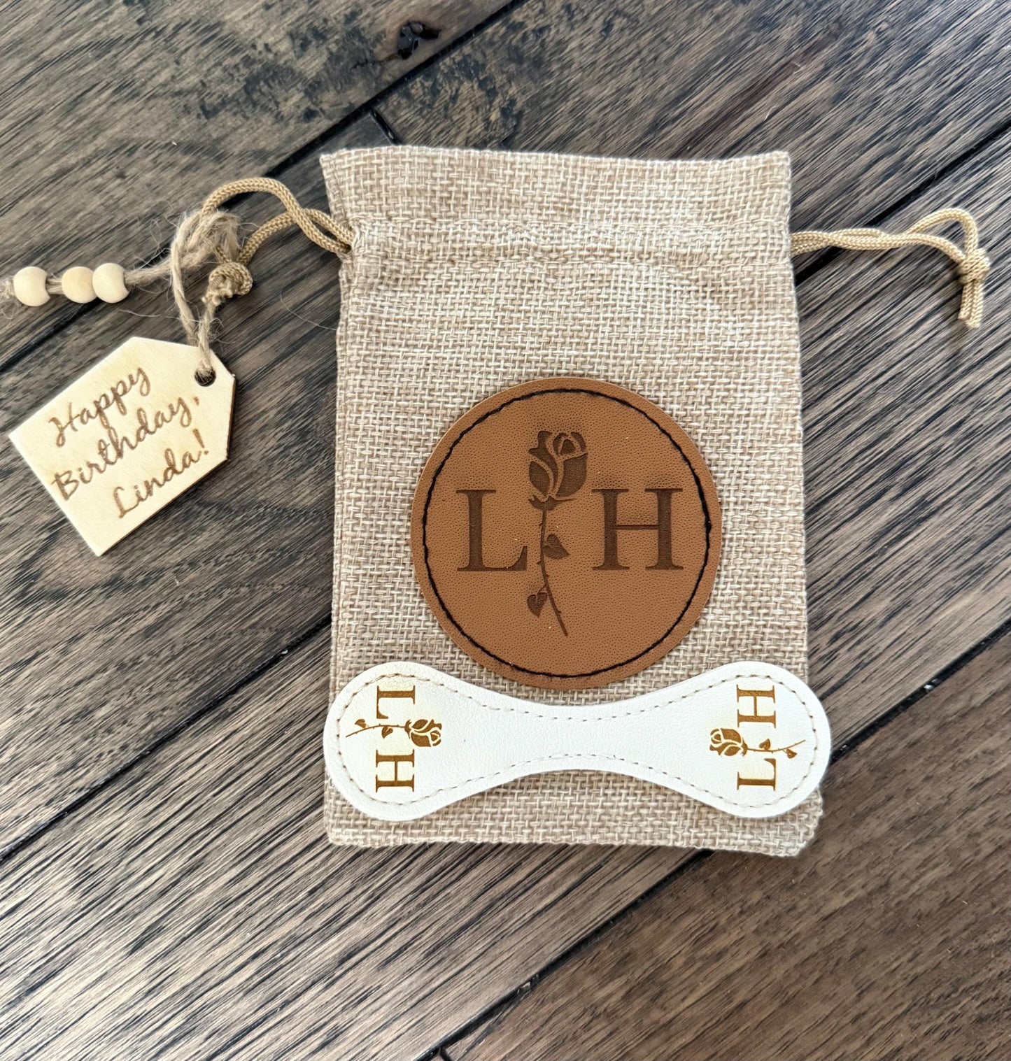 Personalized Faux Leather Magnetic Bookmark: Custom Engraved Gift