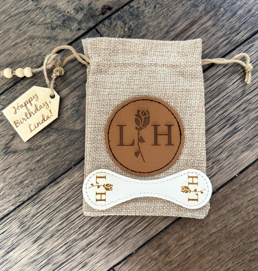 Personalized Faux Leather Magnetic Bookmark: Custom Engraved Gift