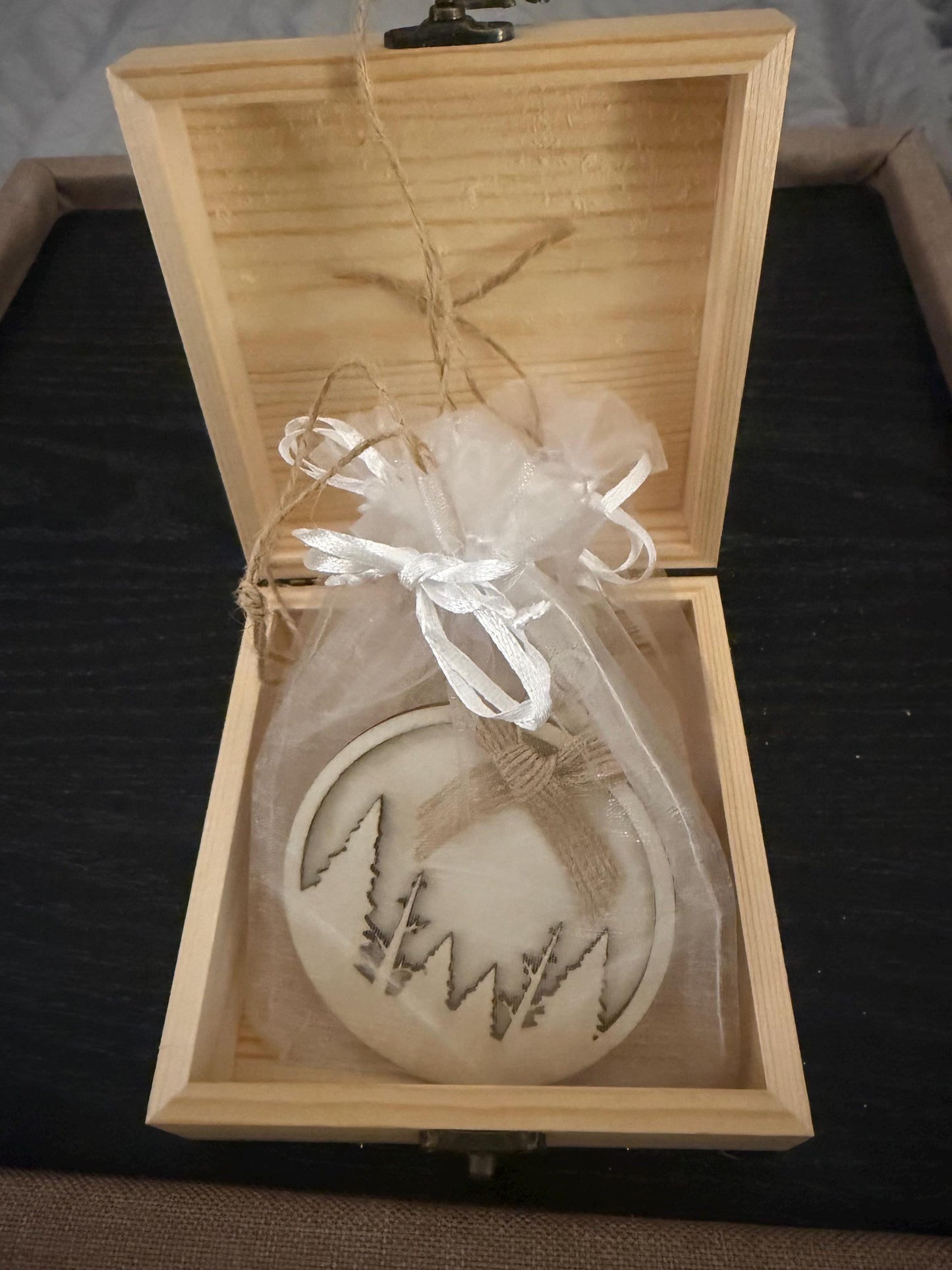 Laser Cut Wooden Christmas Ornament: Rustic Holiday Decor- Gift ready
