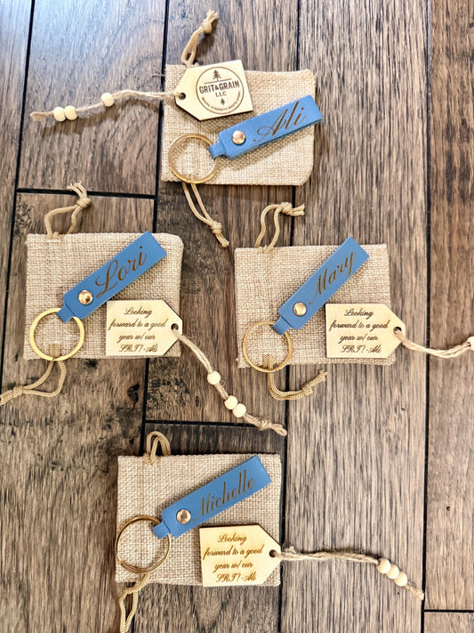 Personalized Vegan Leather Keychain: Custom Engraved Key Ring