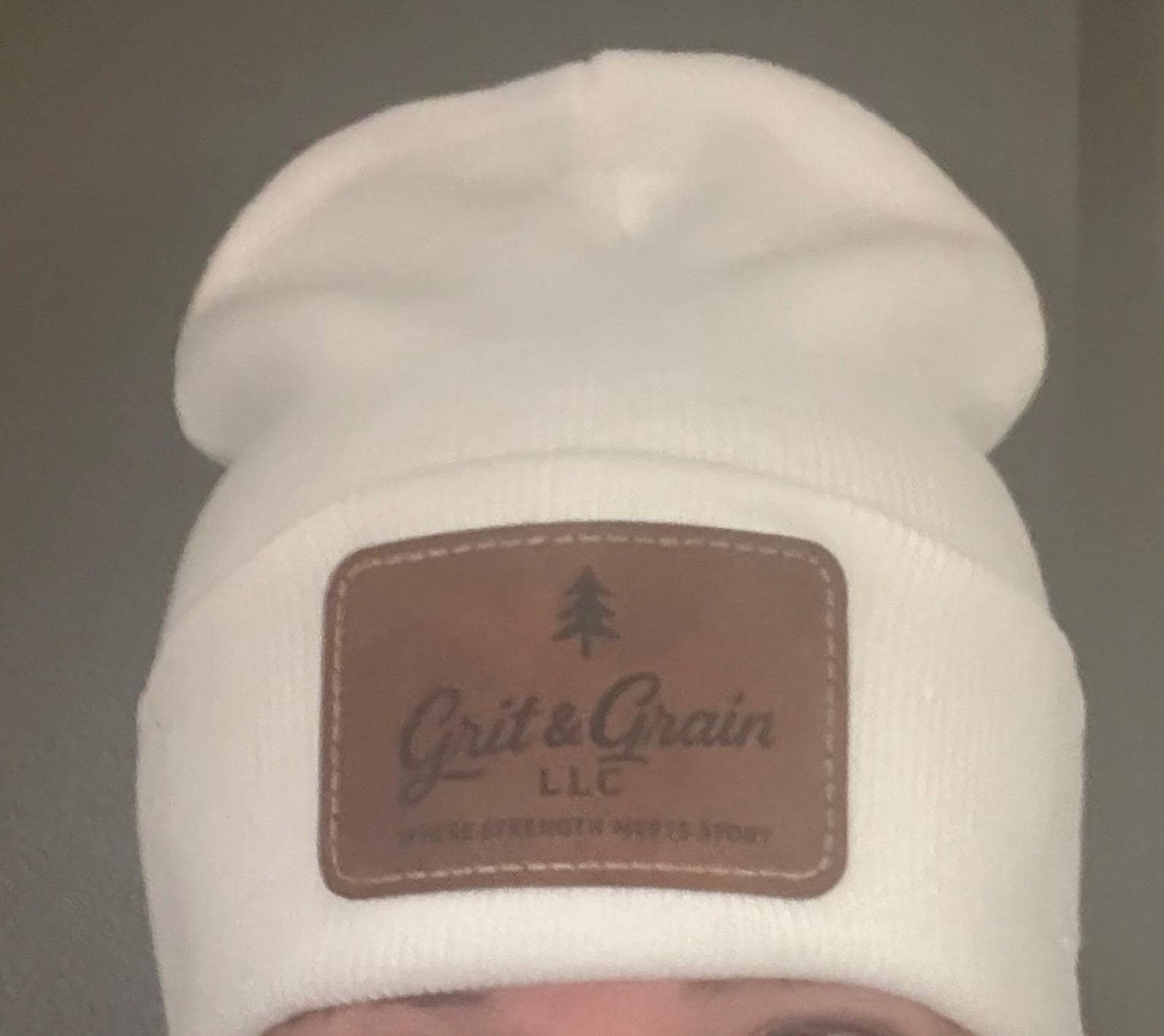 Custom Leather Patch Stocking Hat | Personalized Logo Beanie | Laser-Engraved Winter Hat | Bulk Orders Available