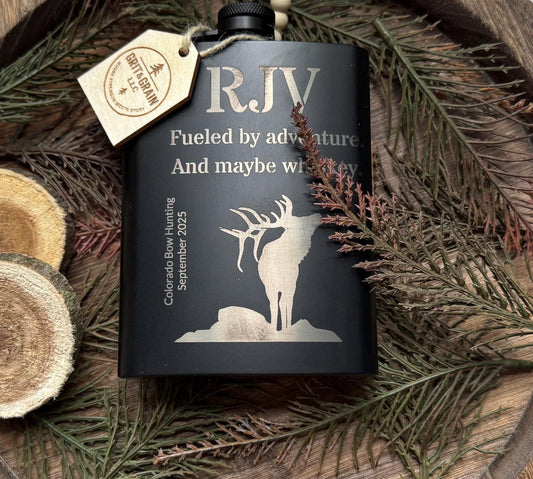 Personalized Laser-Engraved Flask from our True Draw Line